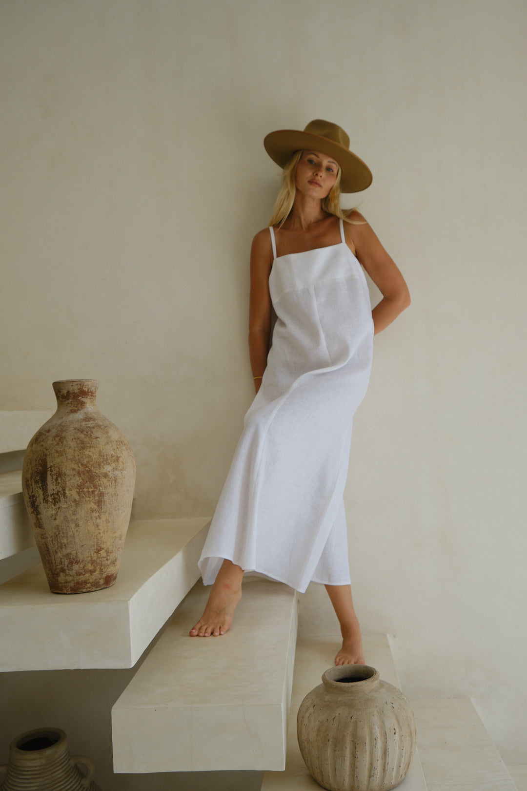 Linen strap dress