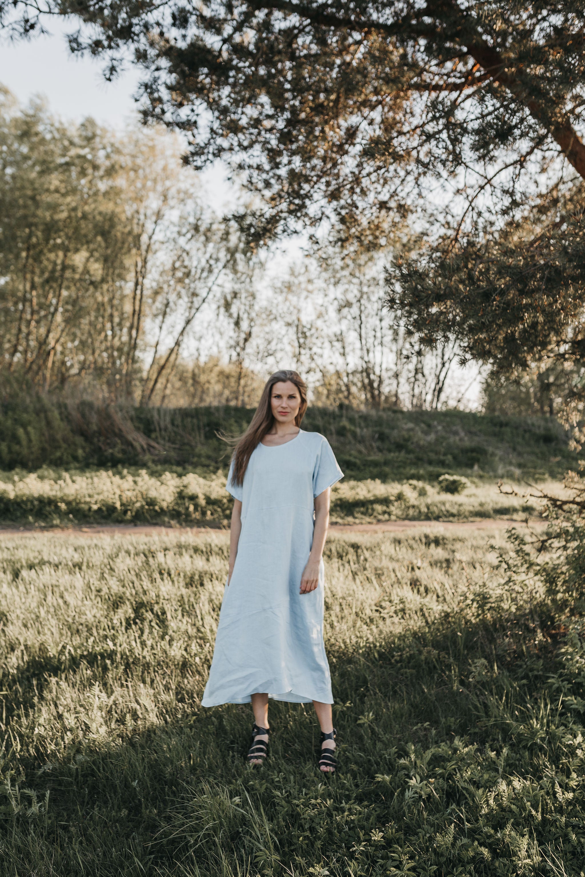 Maxi oversized linen dress