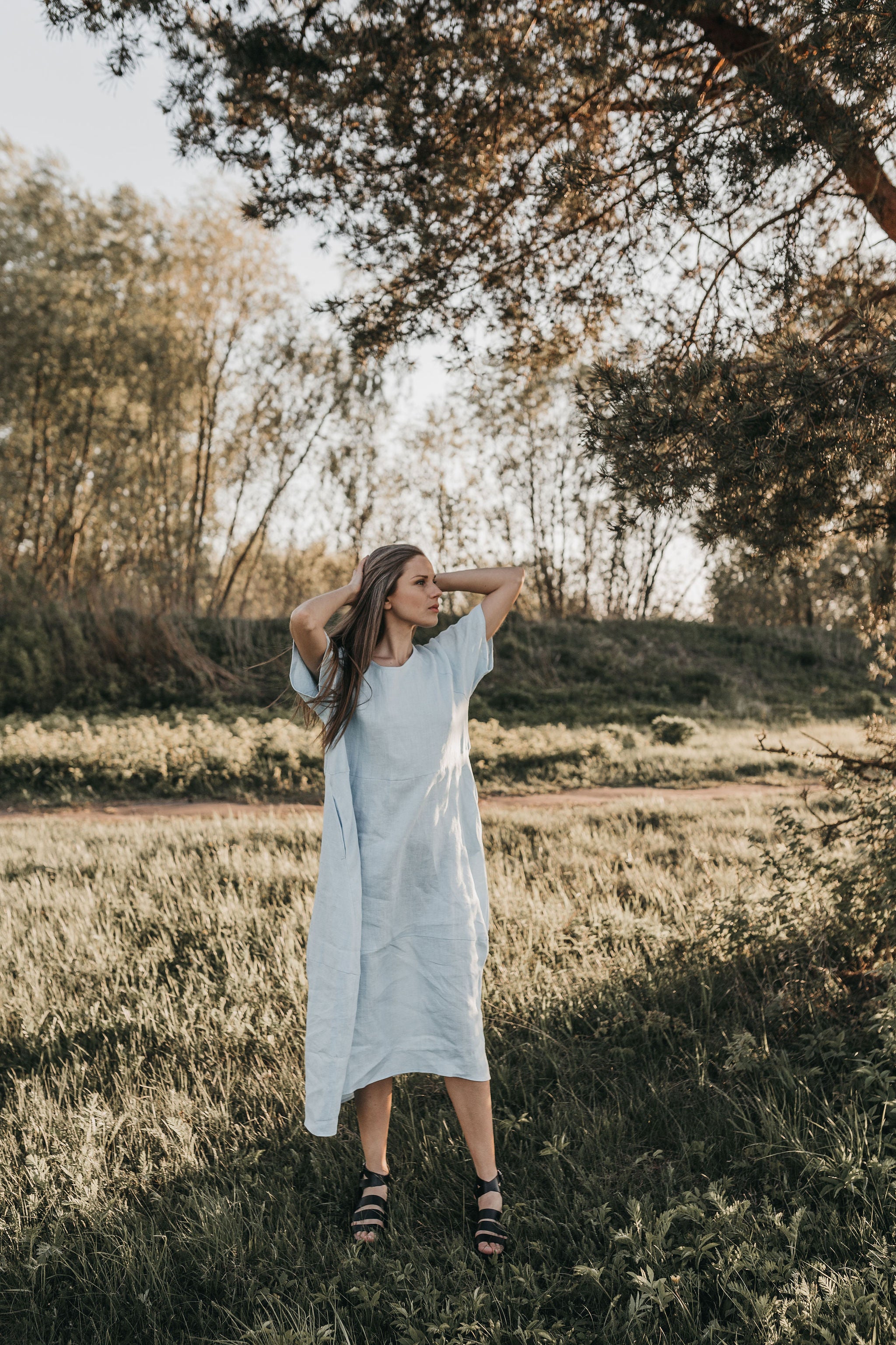 Maxi oversized linen dress