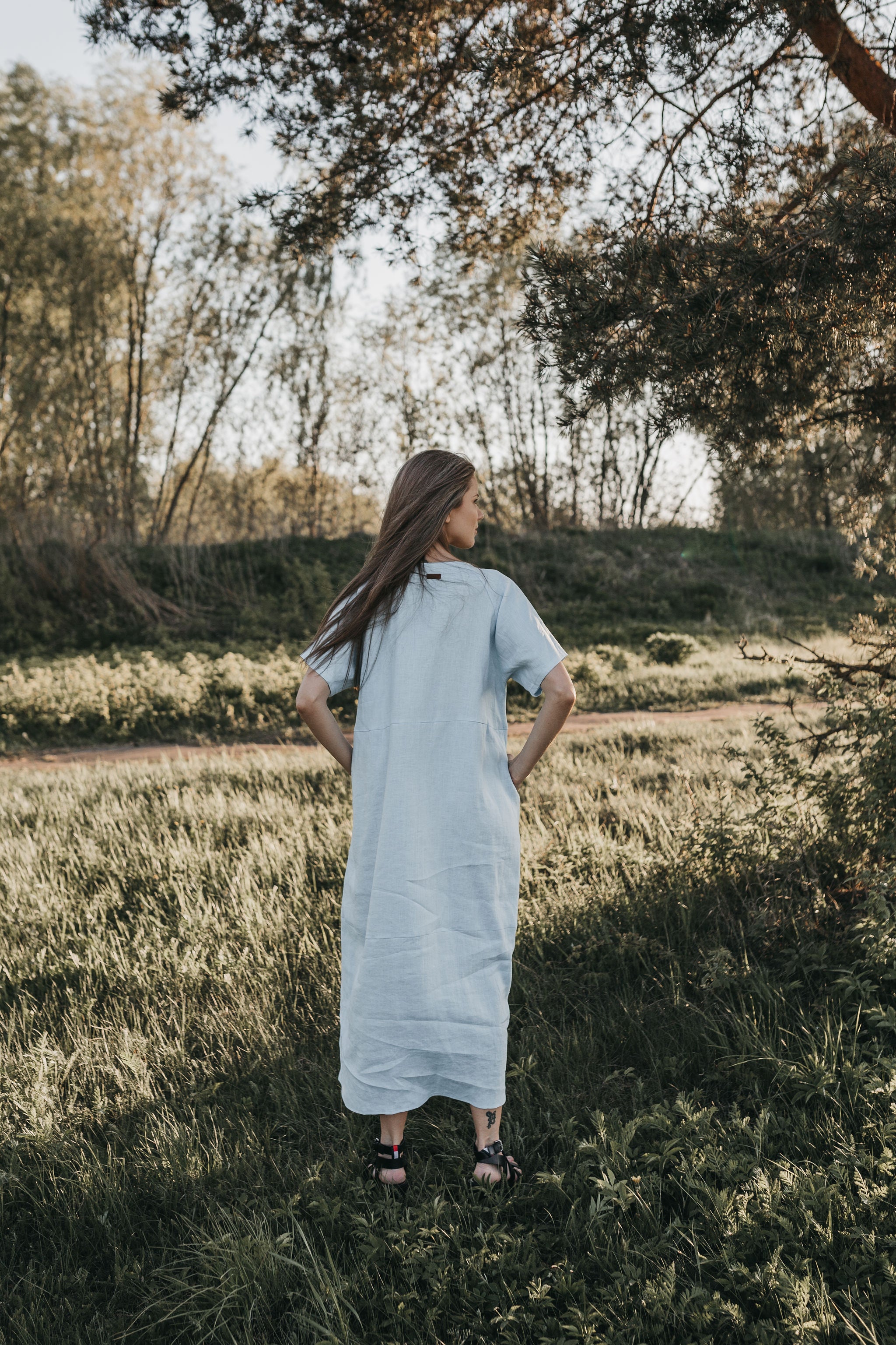 Maxi oversized linen dress