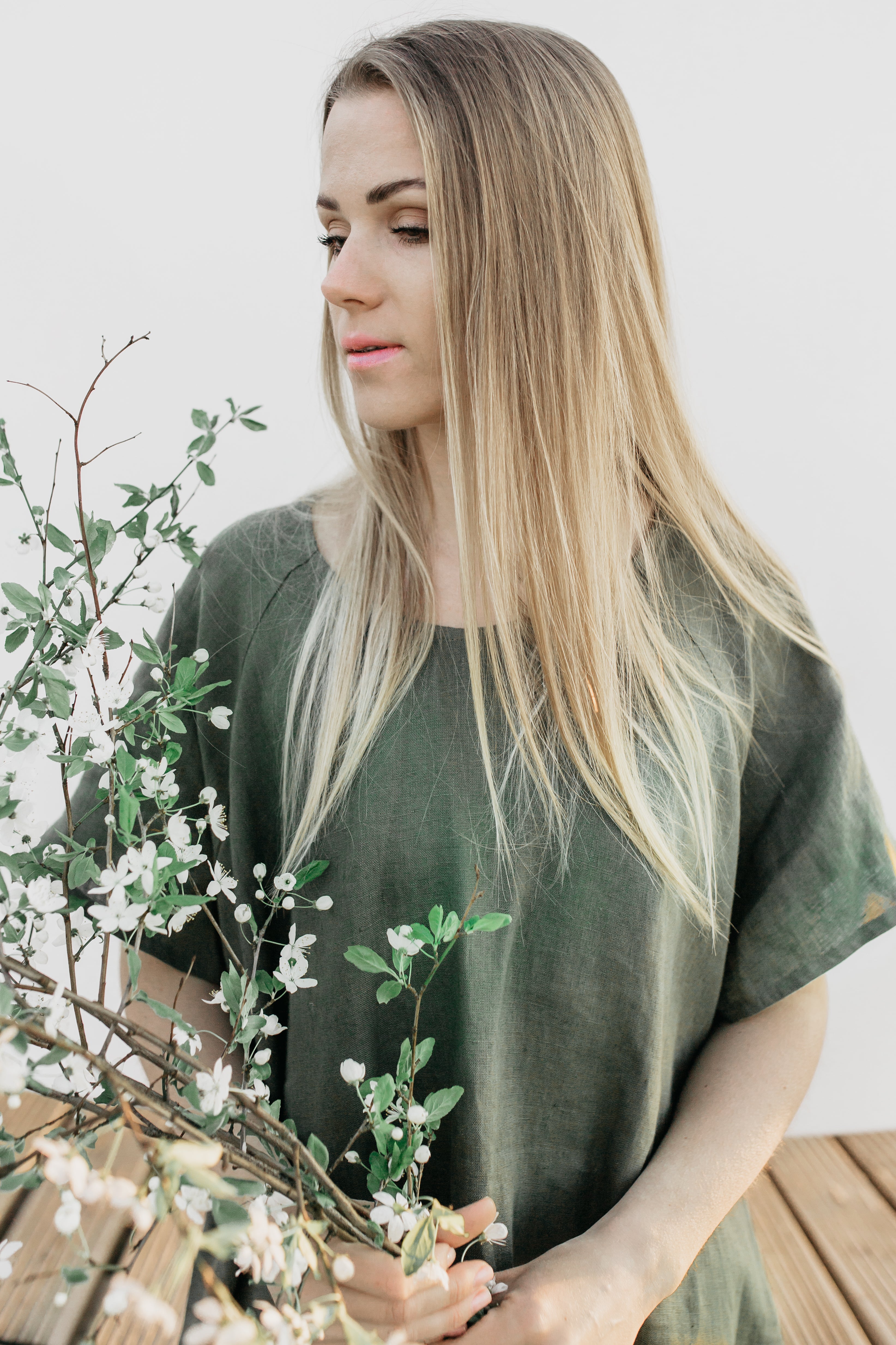Midi oversized linen dress