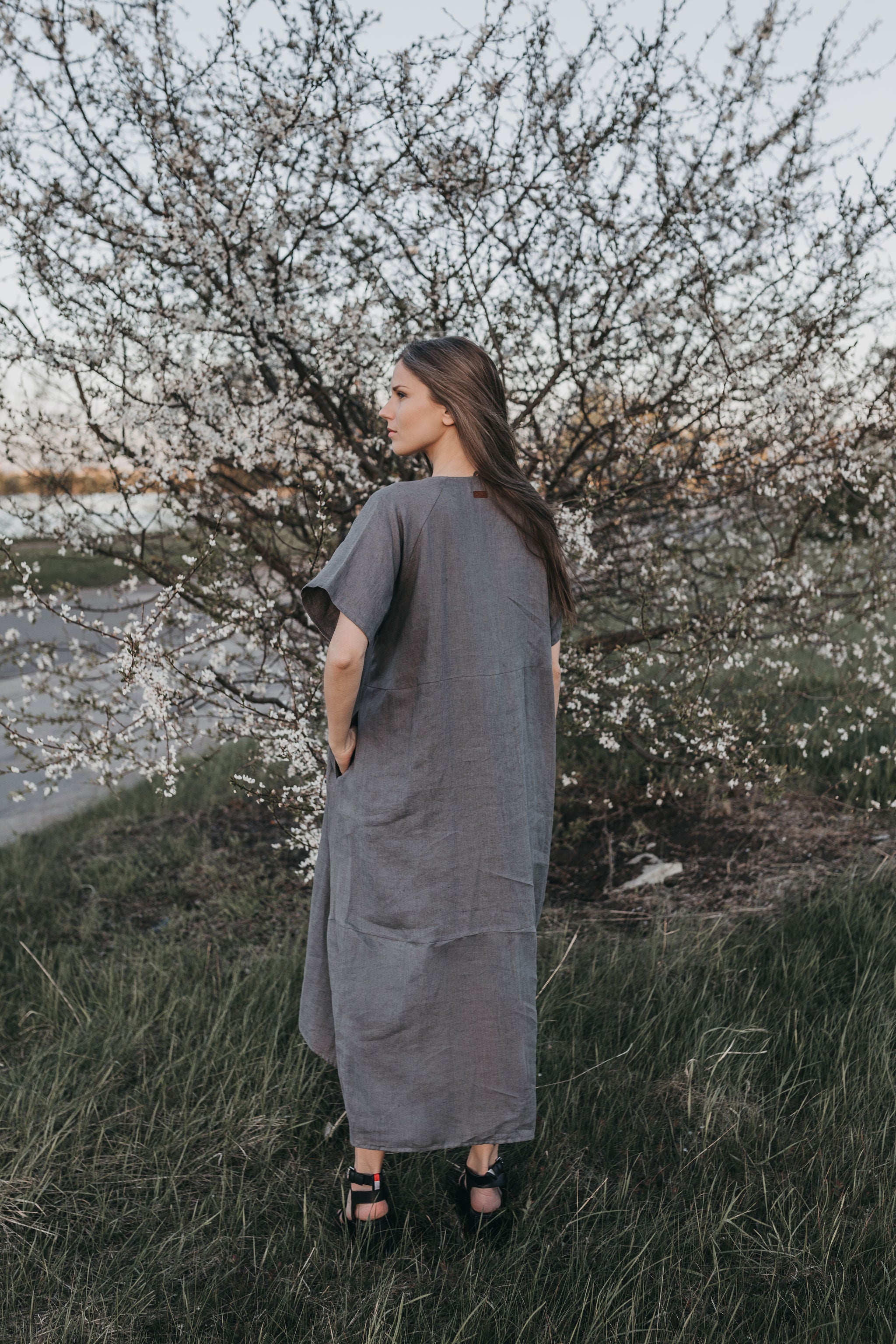 Maxi oversized linen dress