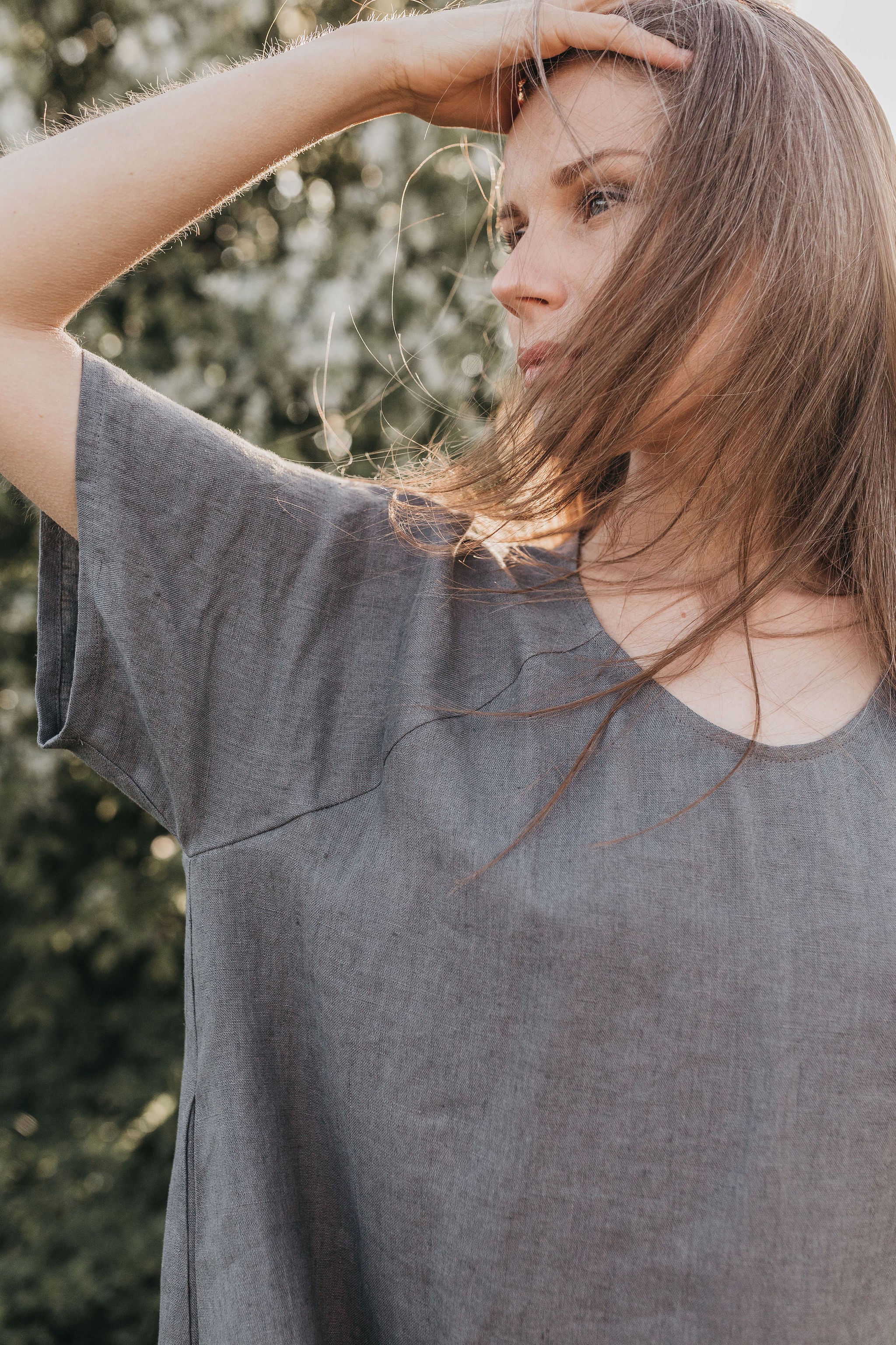 Midi oversized linen dress