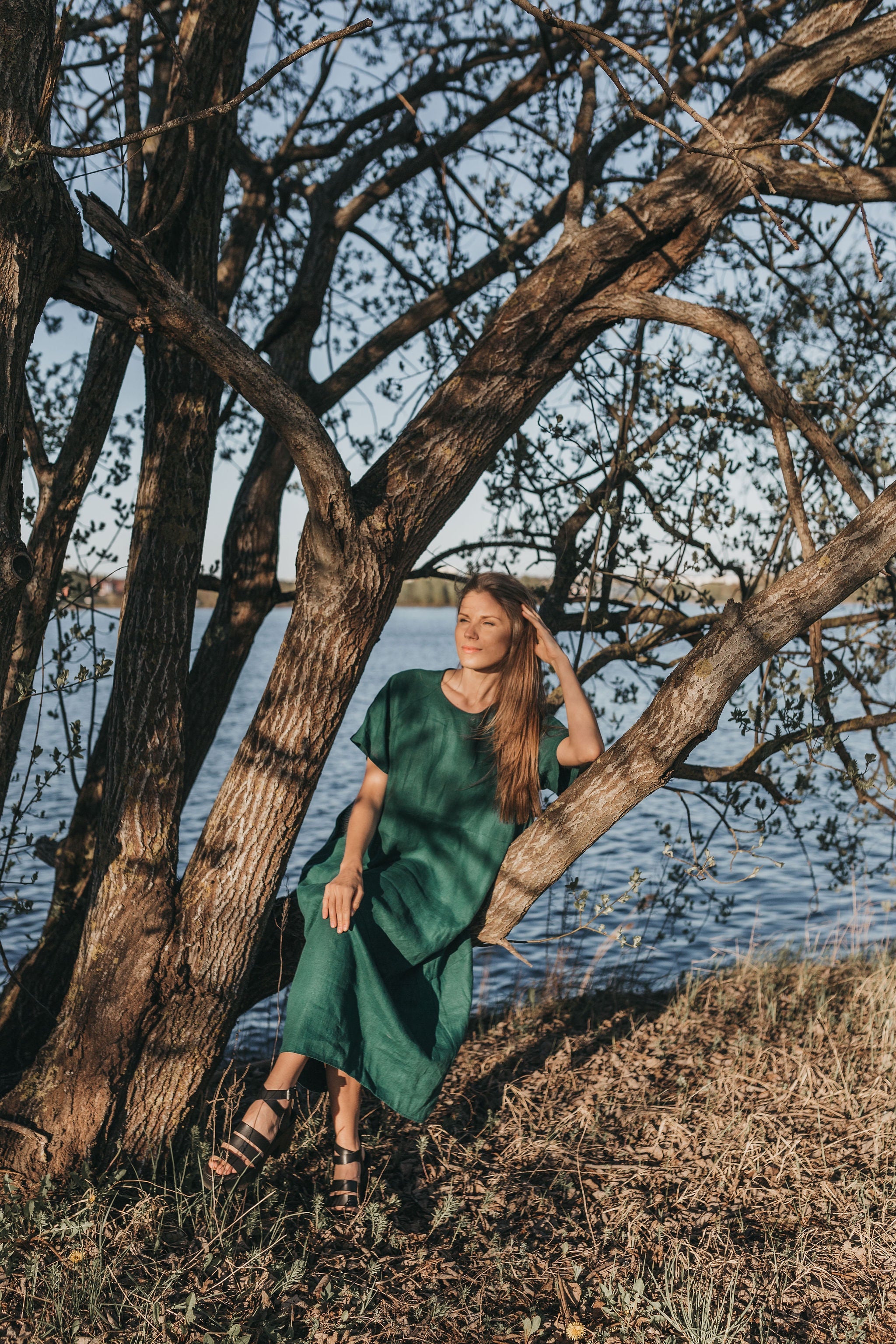 Maxi oversized linen dress