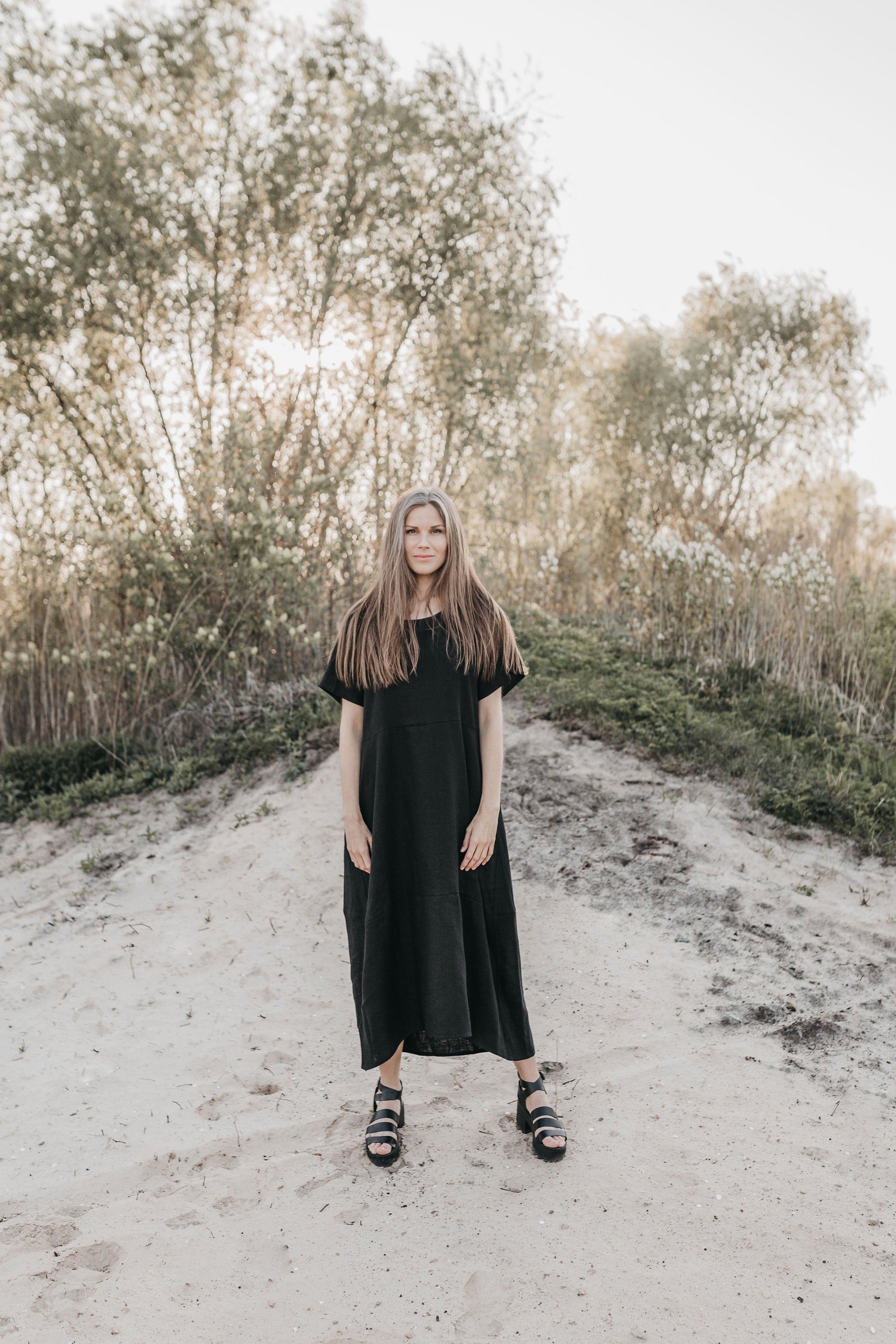 Maxi oversized linen dress