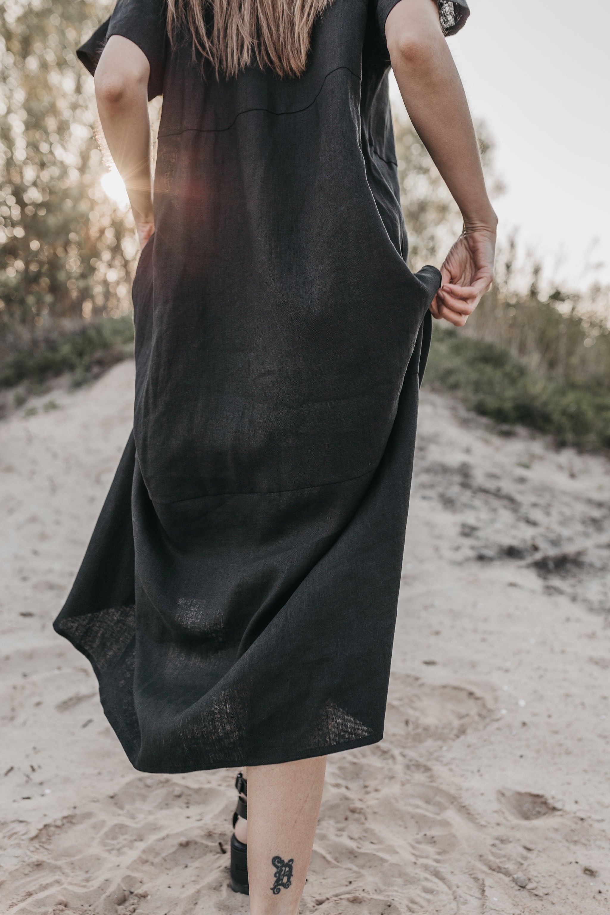 Maxi oversized linen dress