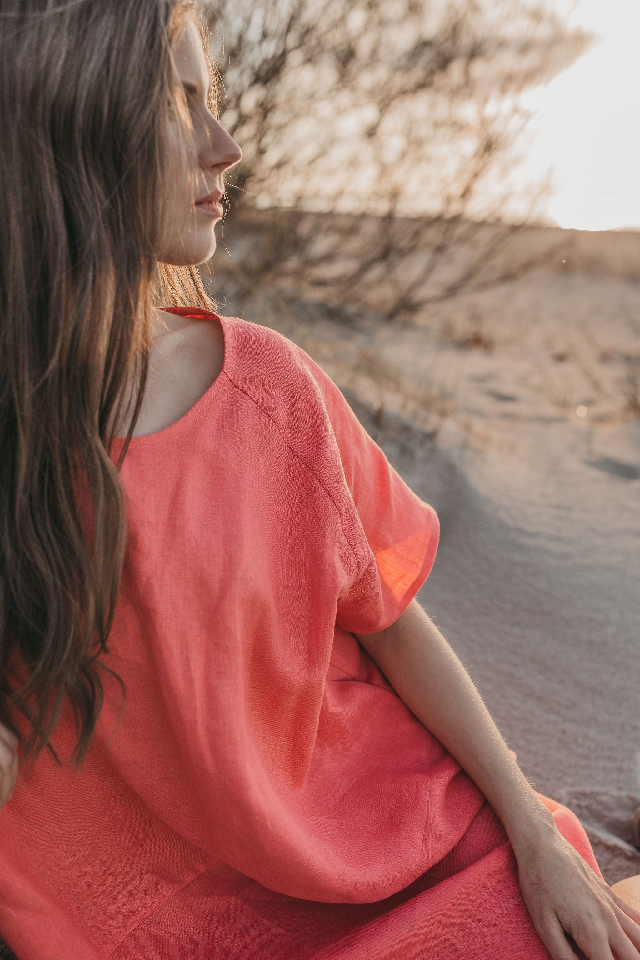 Midi oversized linen dress