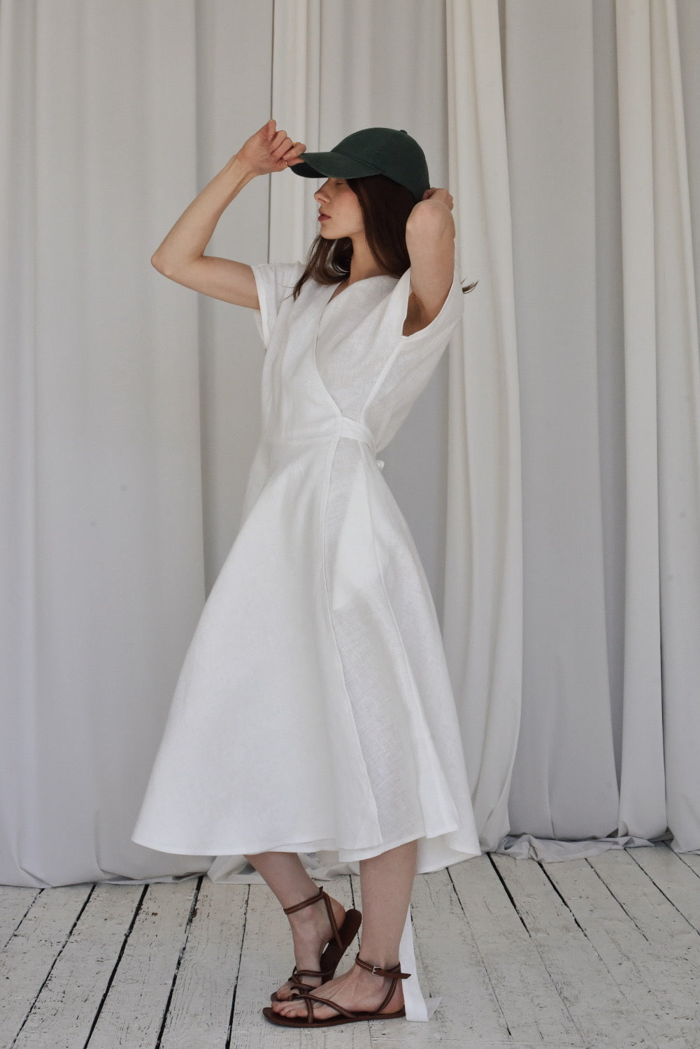 Linen boho wrapdress