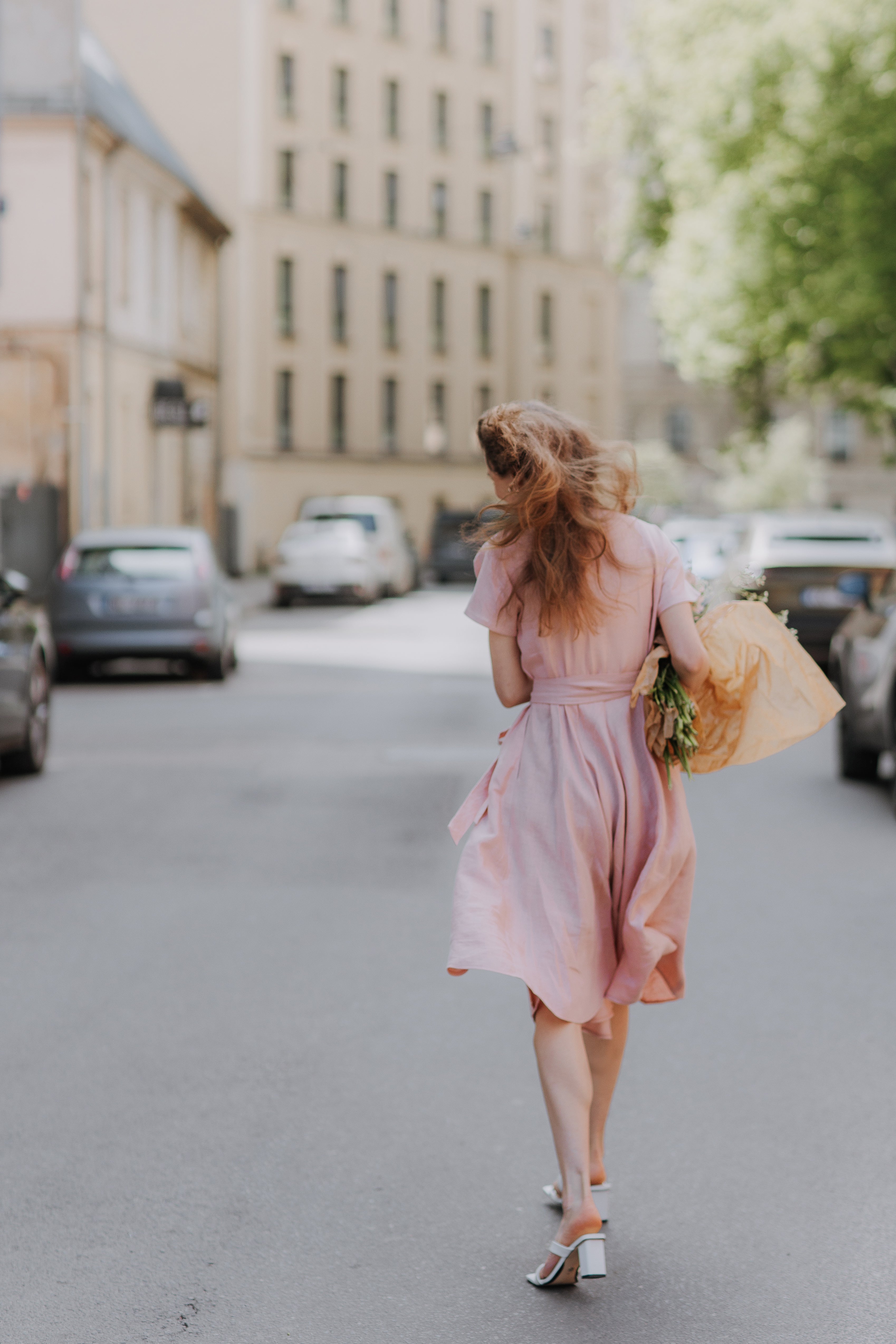 Linen boho wrapdress