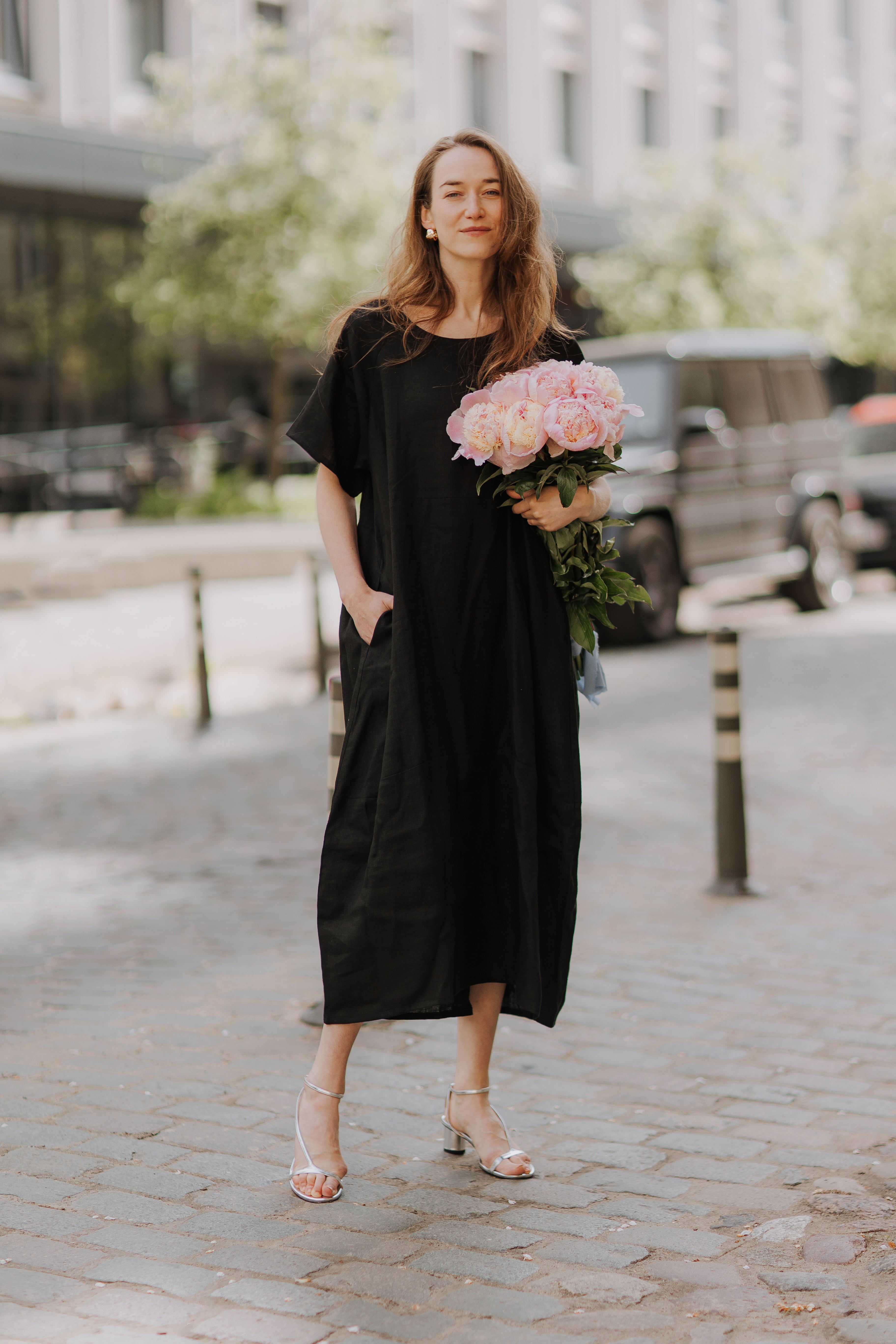 Maxi oversized linen dress