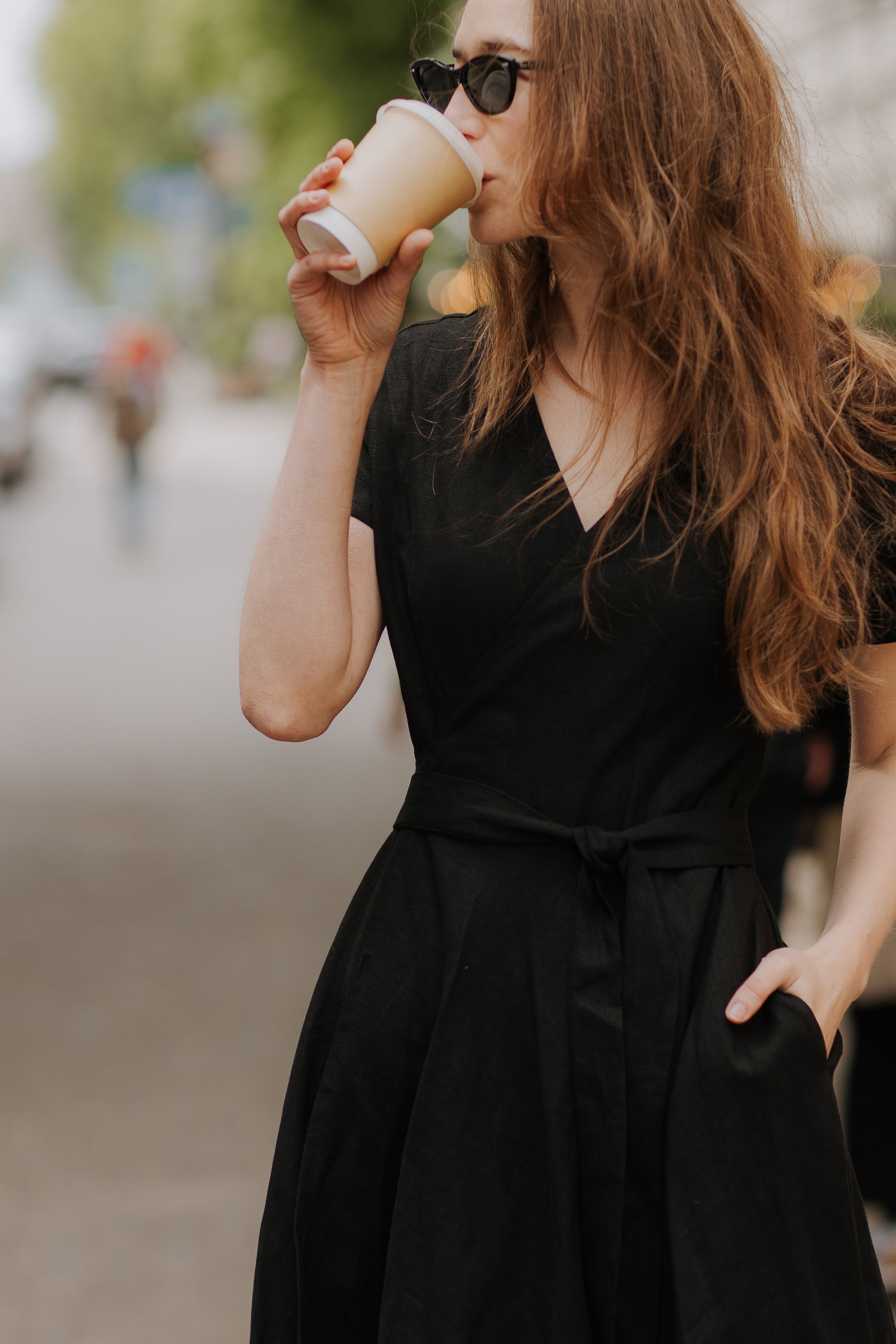 Linen boho wrapdress