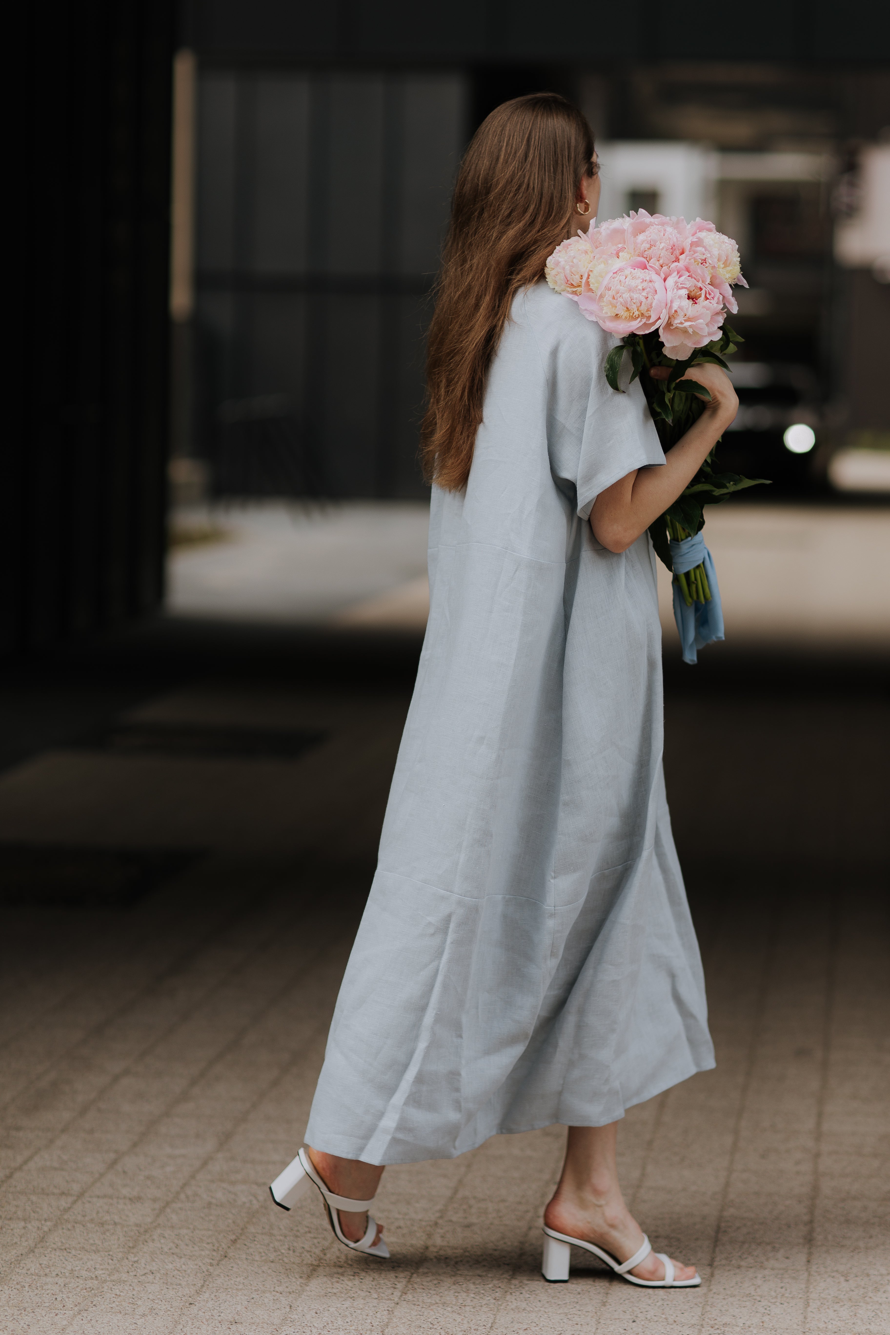 Maxi oversized linen dress IDYLLO Maxi oversized linen dress IDYLLO