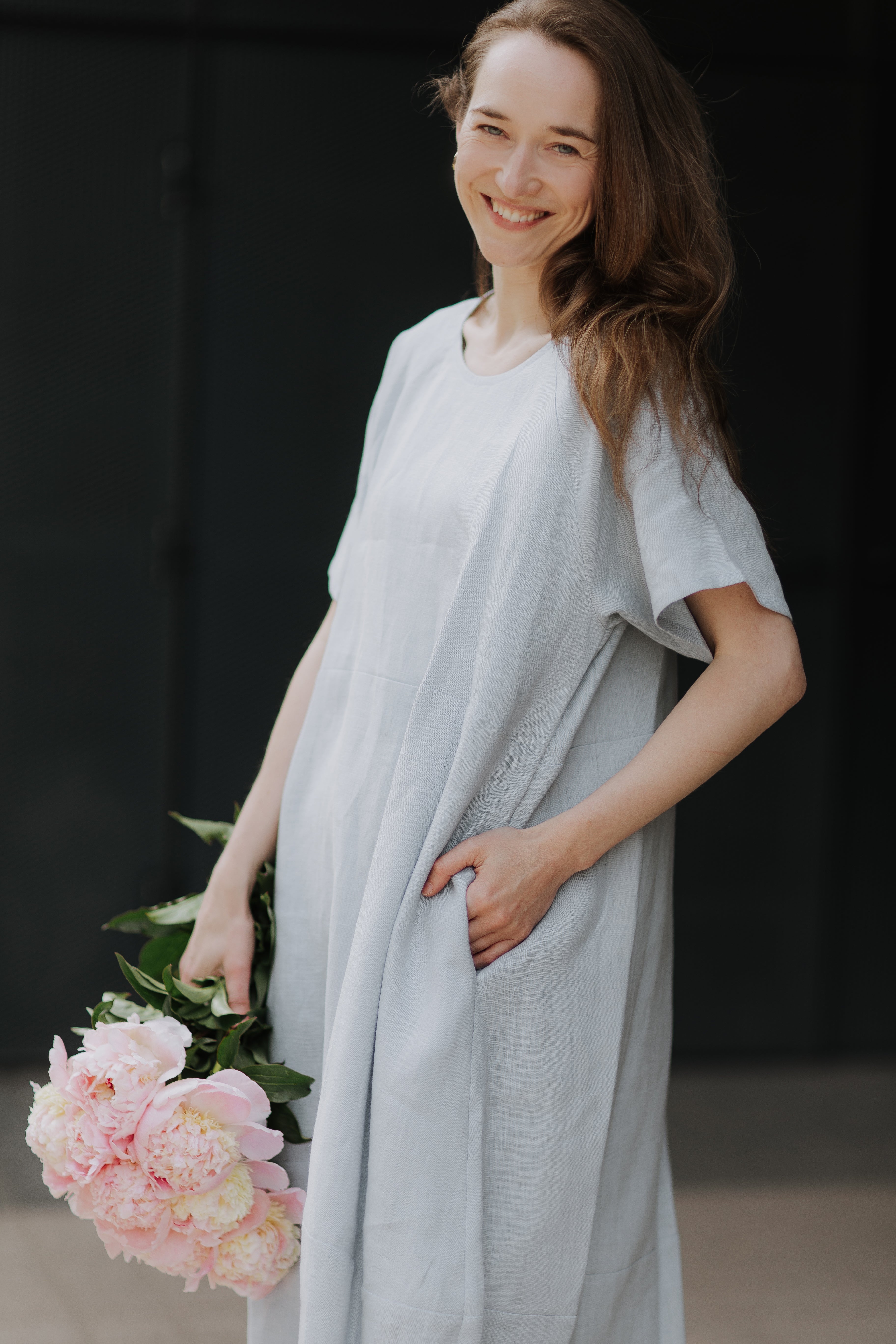 Maxi oversized linen dress
