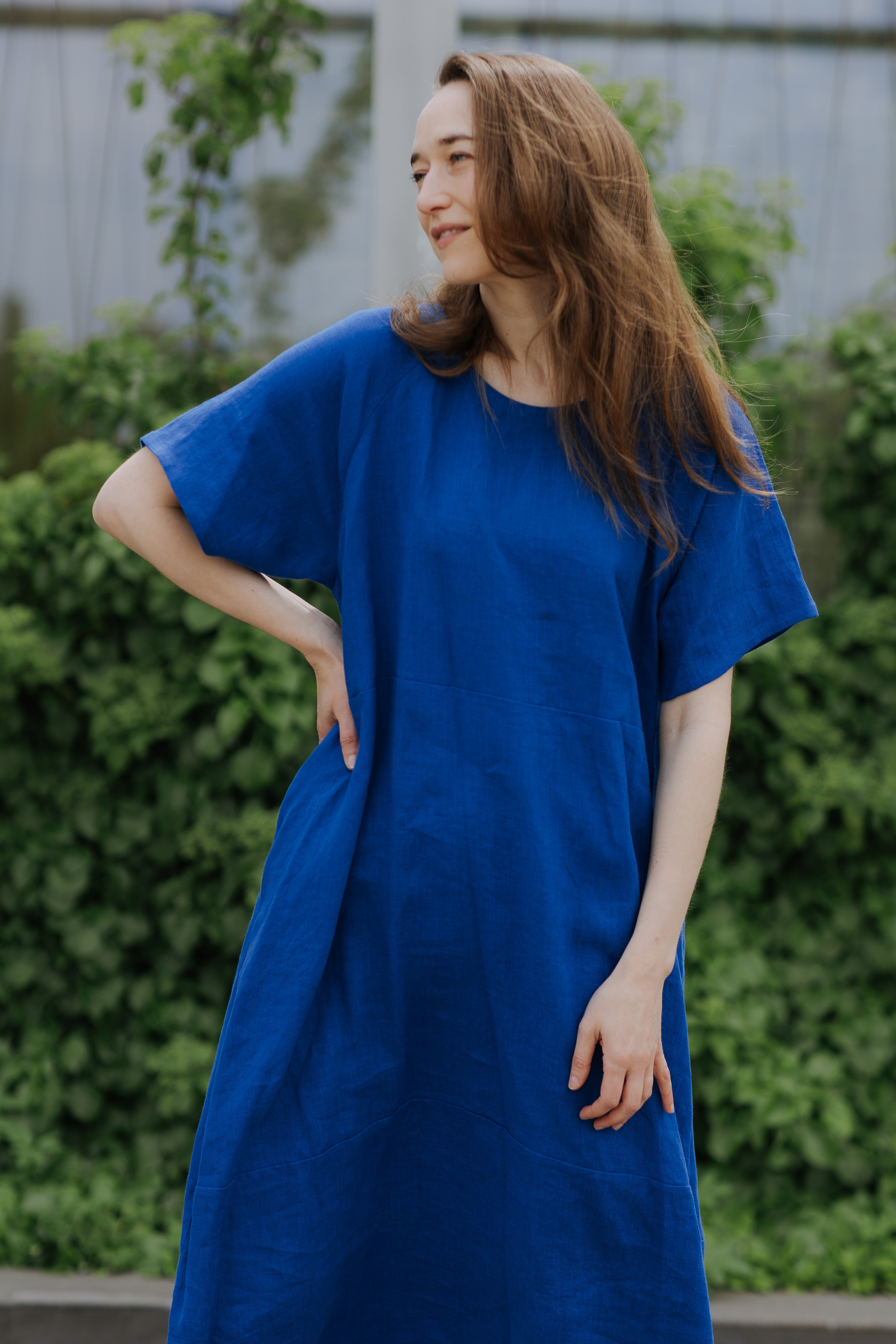 Maxi oversized linen dress