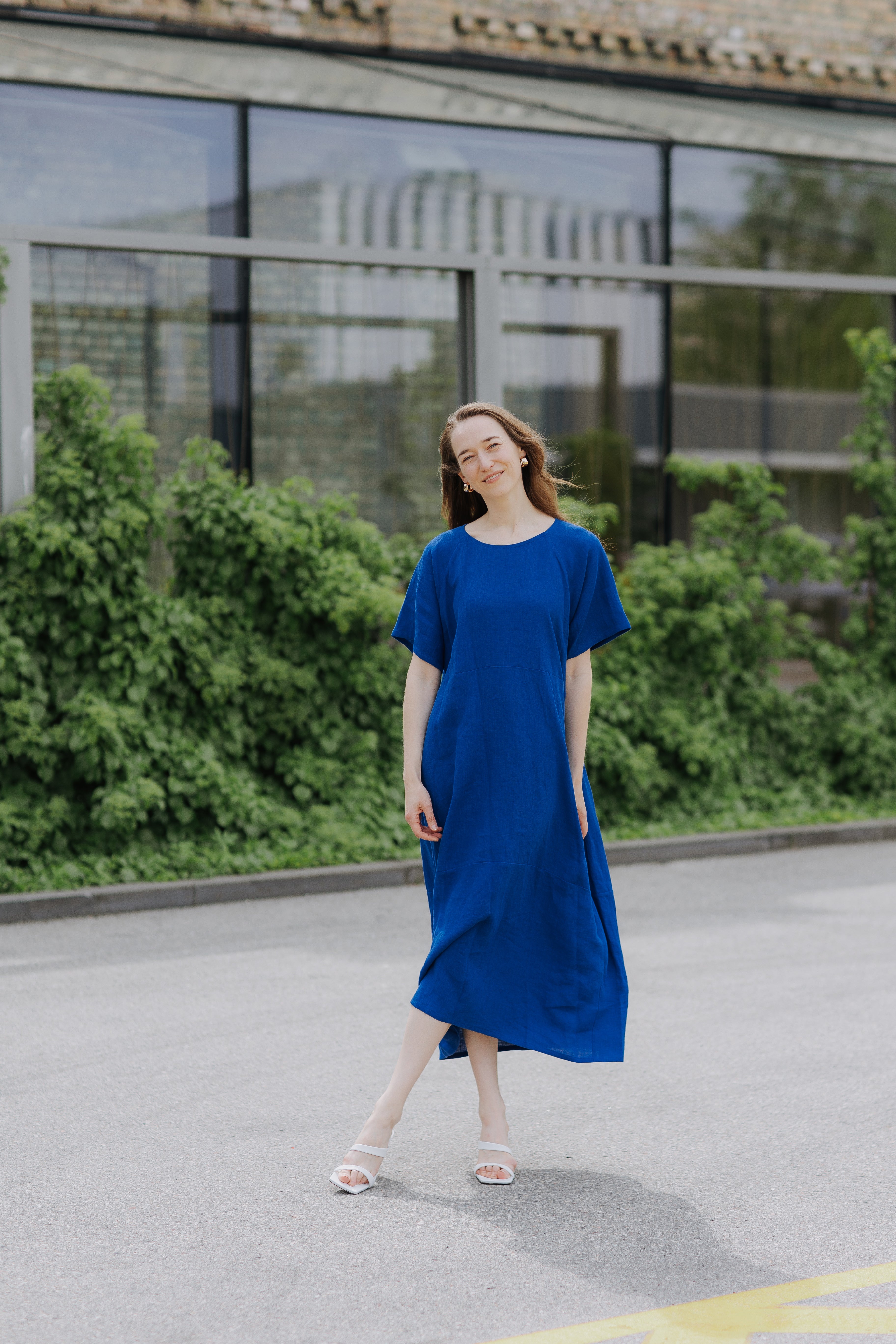 Maxi oversized linen dress