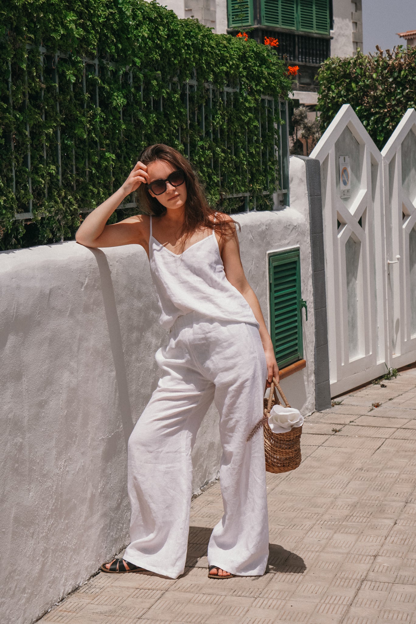 Linen top with tiny straps