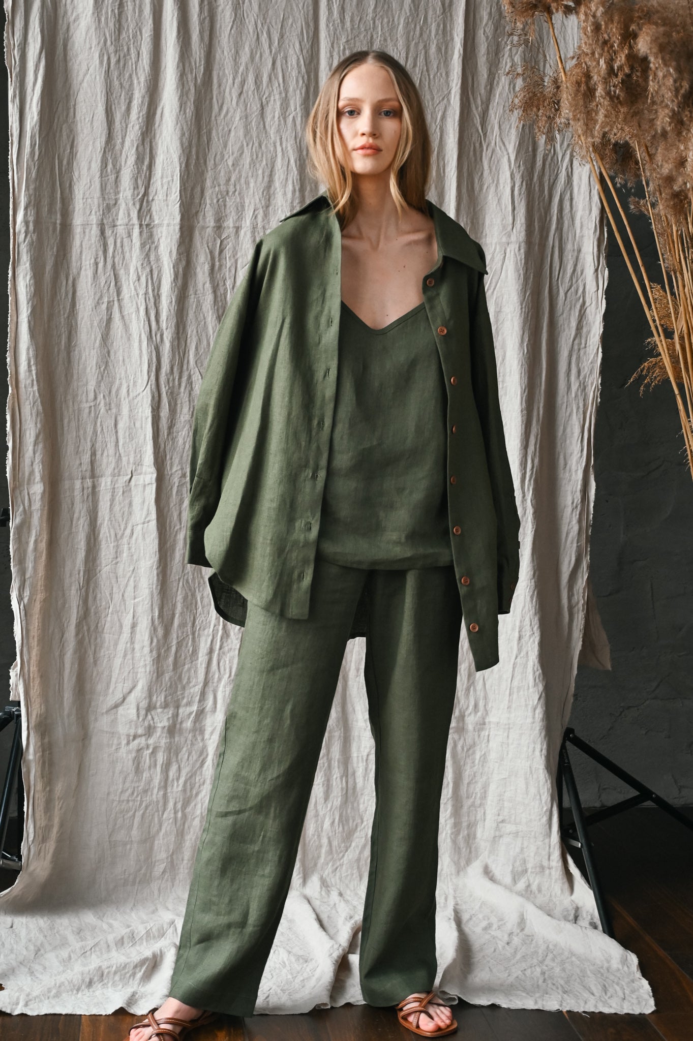 Linen top with tiny straps