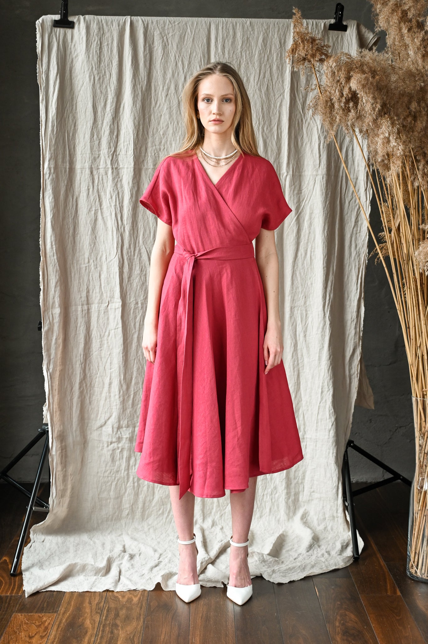 Linen boho wrapdress