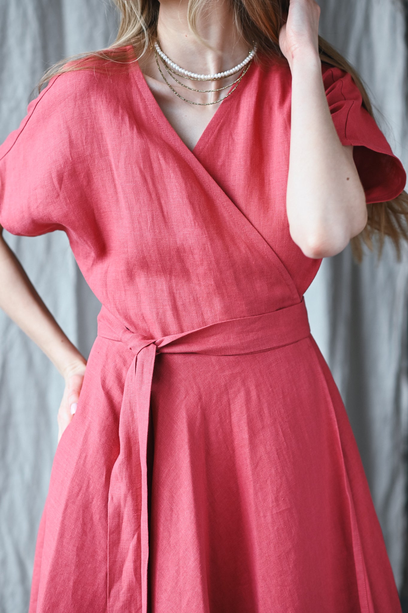 Linen boho wrapdress