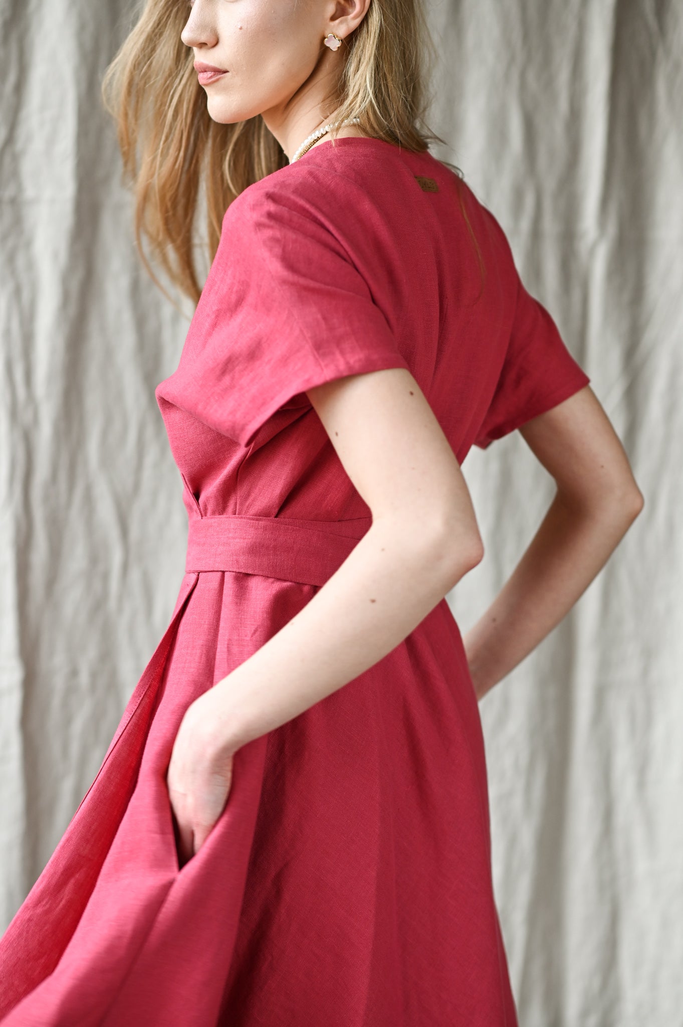 Linen boho wrapdress