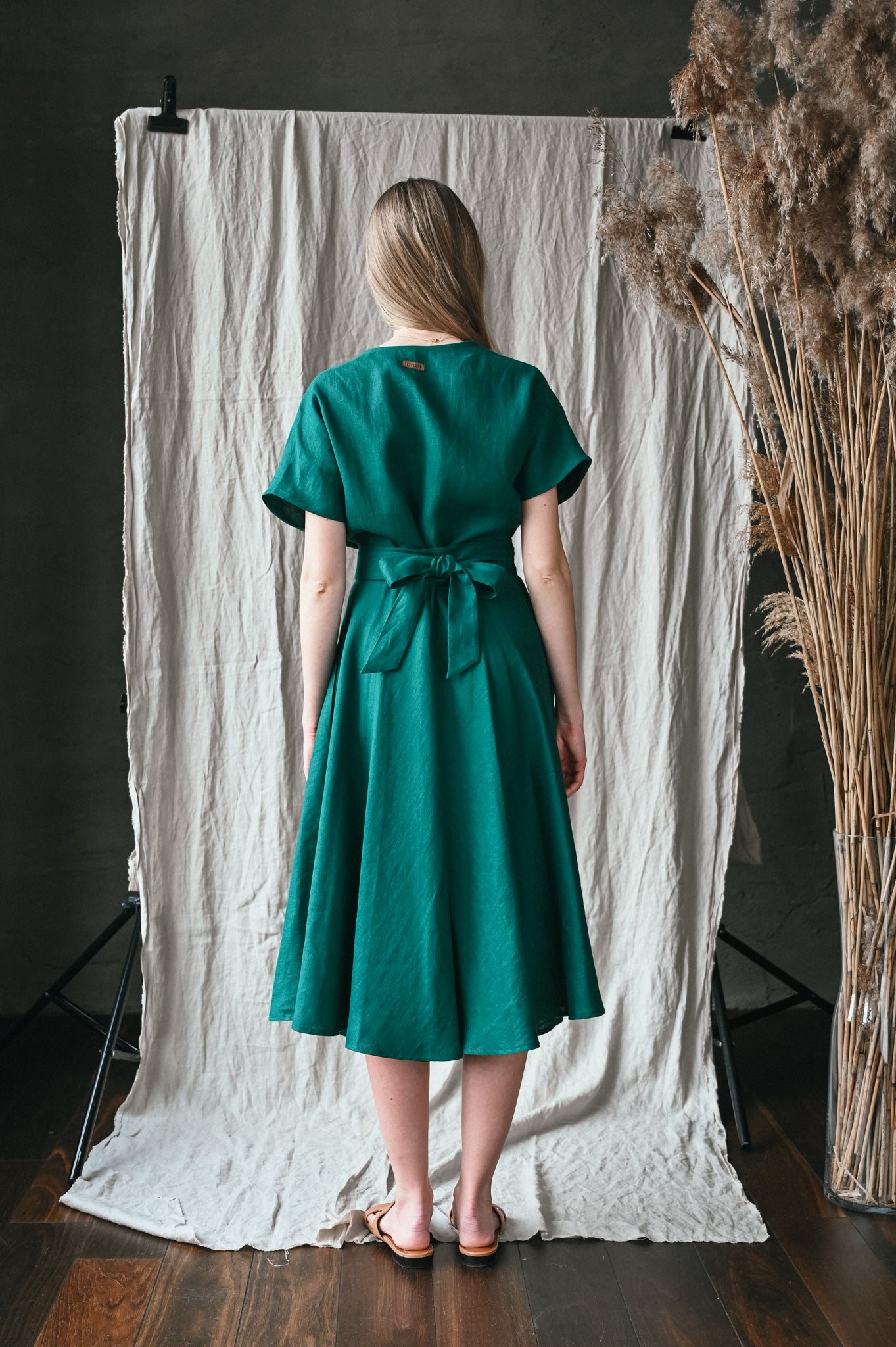 Linen boho wrapdress