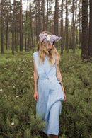 Linen wrapdress with button