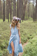 Linen wrapdress with button
