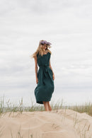 Linen sleeveless dress with belt