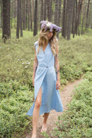 Linen wrapdress with button