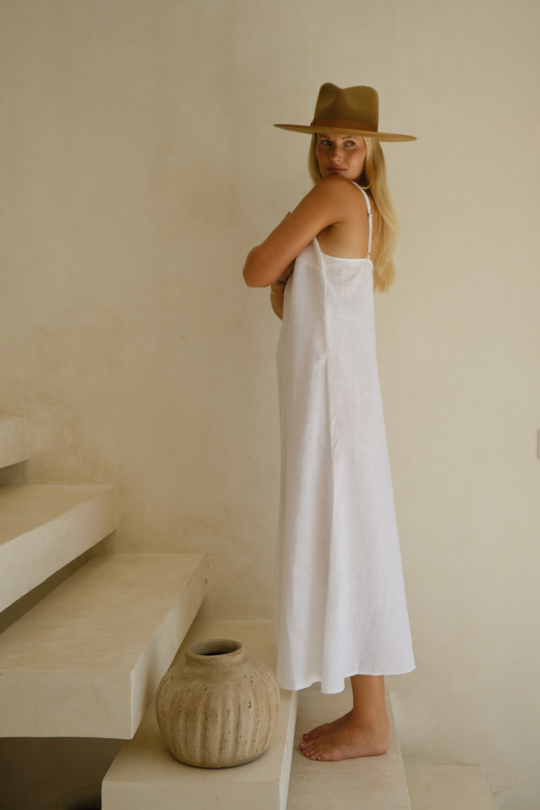 Linen strap dress