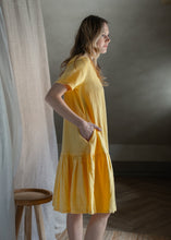 Load image into Gallery viewer, Linen midi dress with ruffle