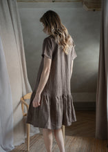 Load image into Gallery viewer, Linen midi dress with ruffle