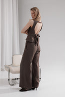 Linen open back top