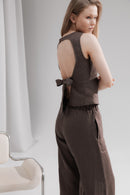 Linen open back top