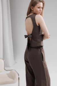 Linen open back top