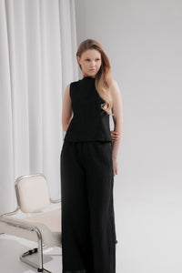 Linen open back top