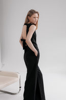 Linen open back top