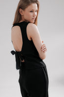 Linen open back top
