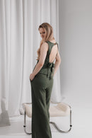Linen open back top