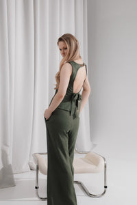 Linen open back top