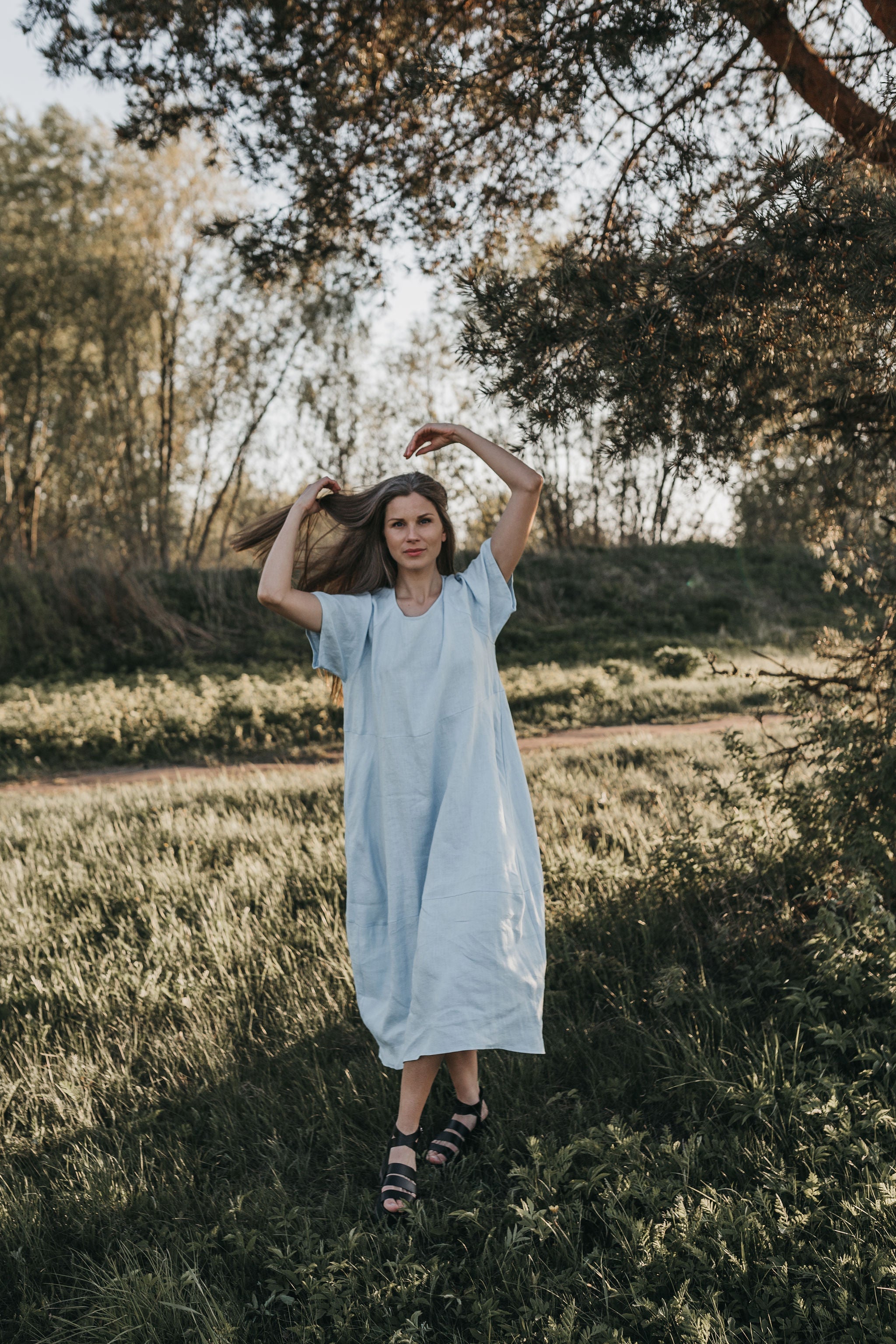 Maxi oversized linen dress
