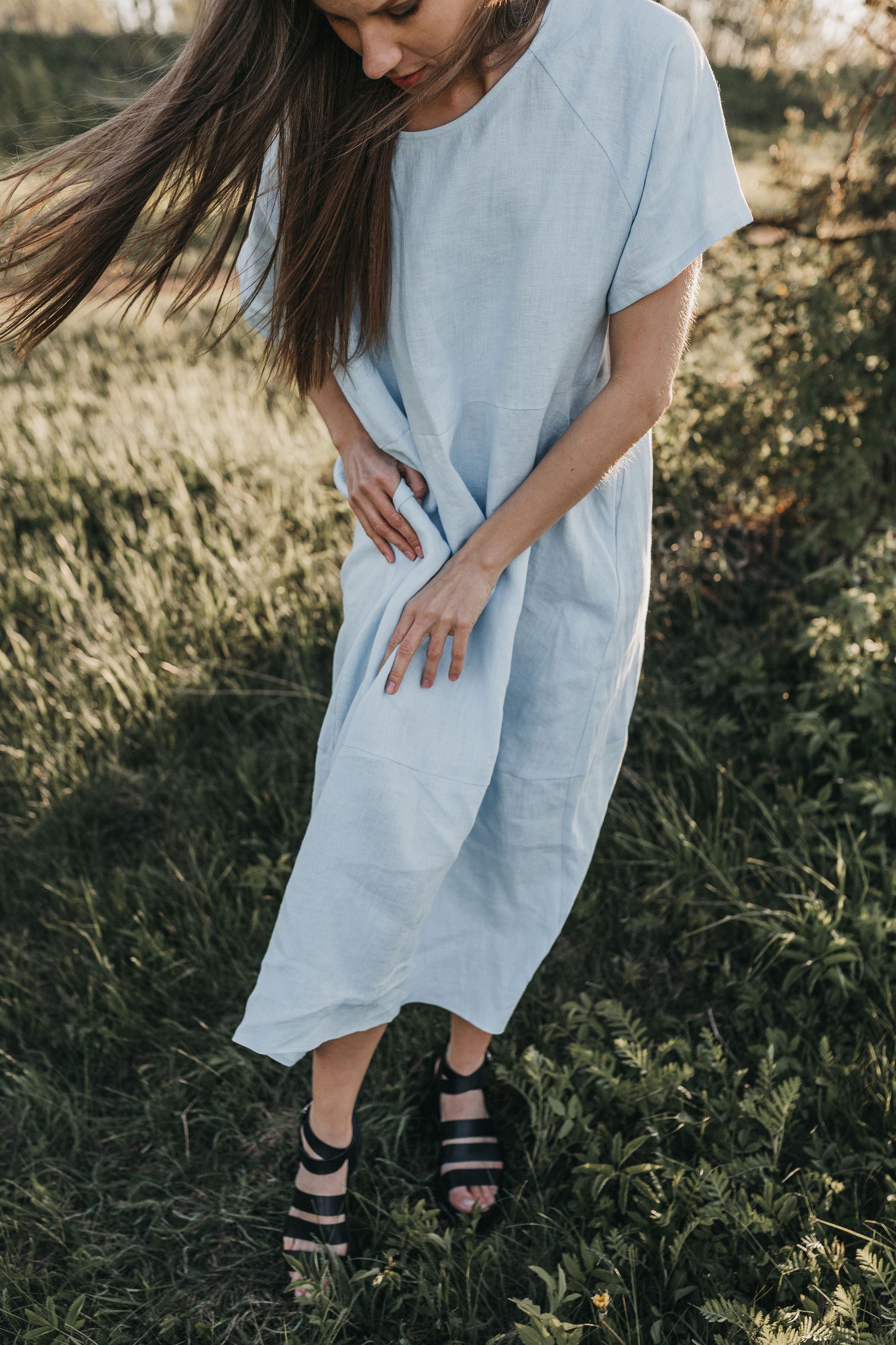 Maxi oversized linen dress