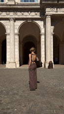 Linen open back top