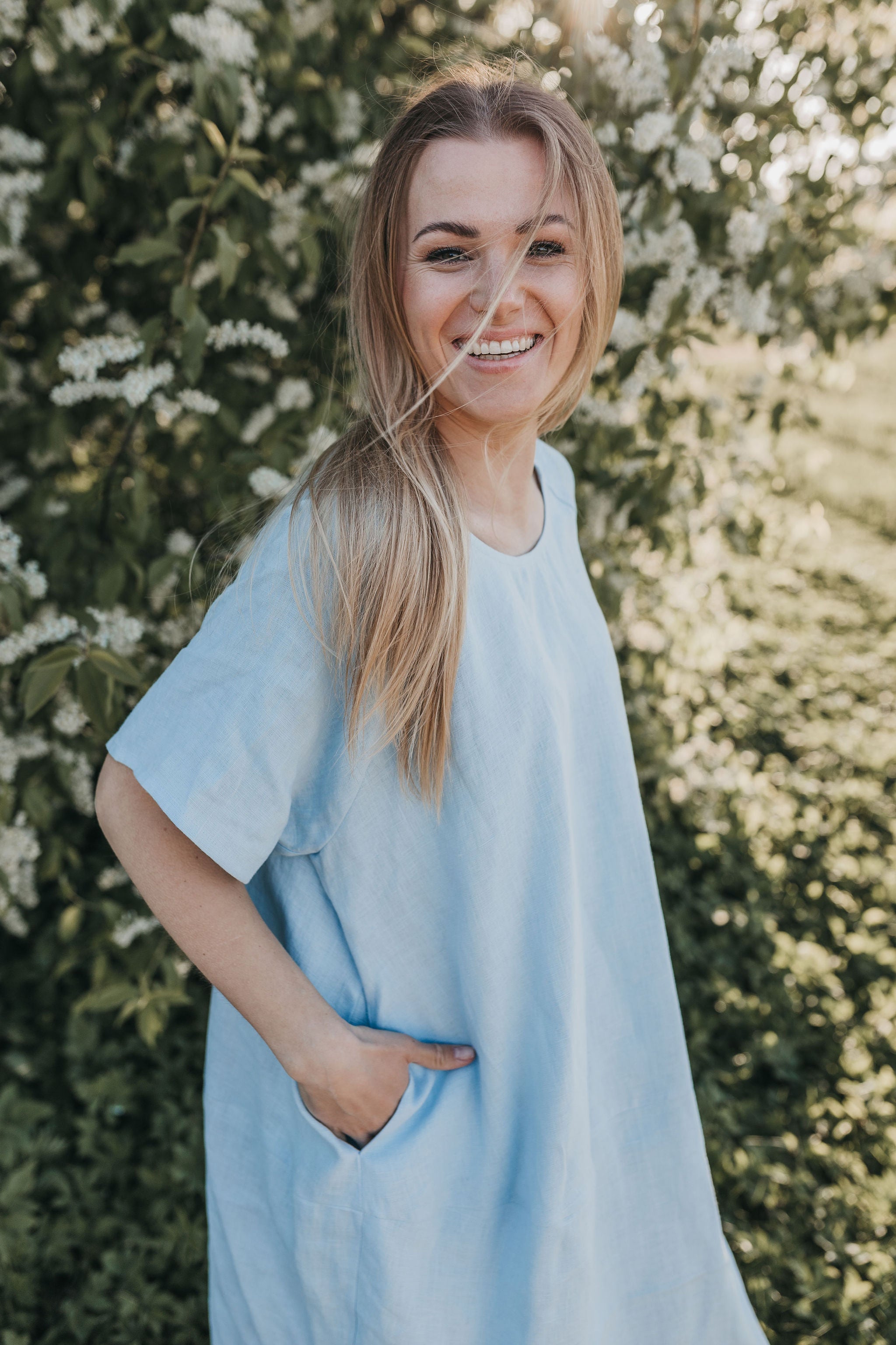 Midi oversized linen dress