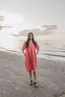 Midi oversized linen dress