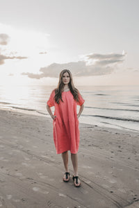 Midi oversized linen dress