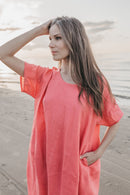 Midi oversized linen dress
