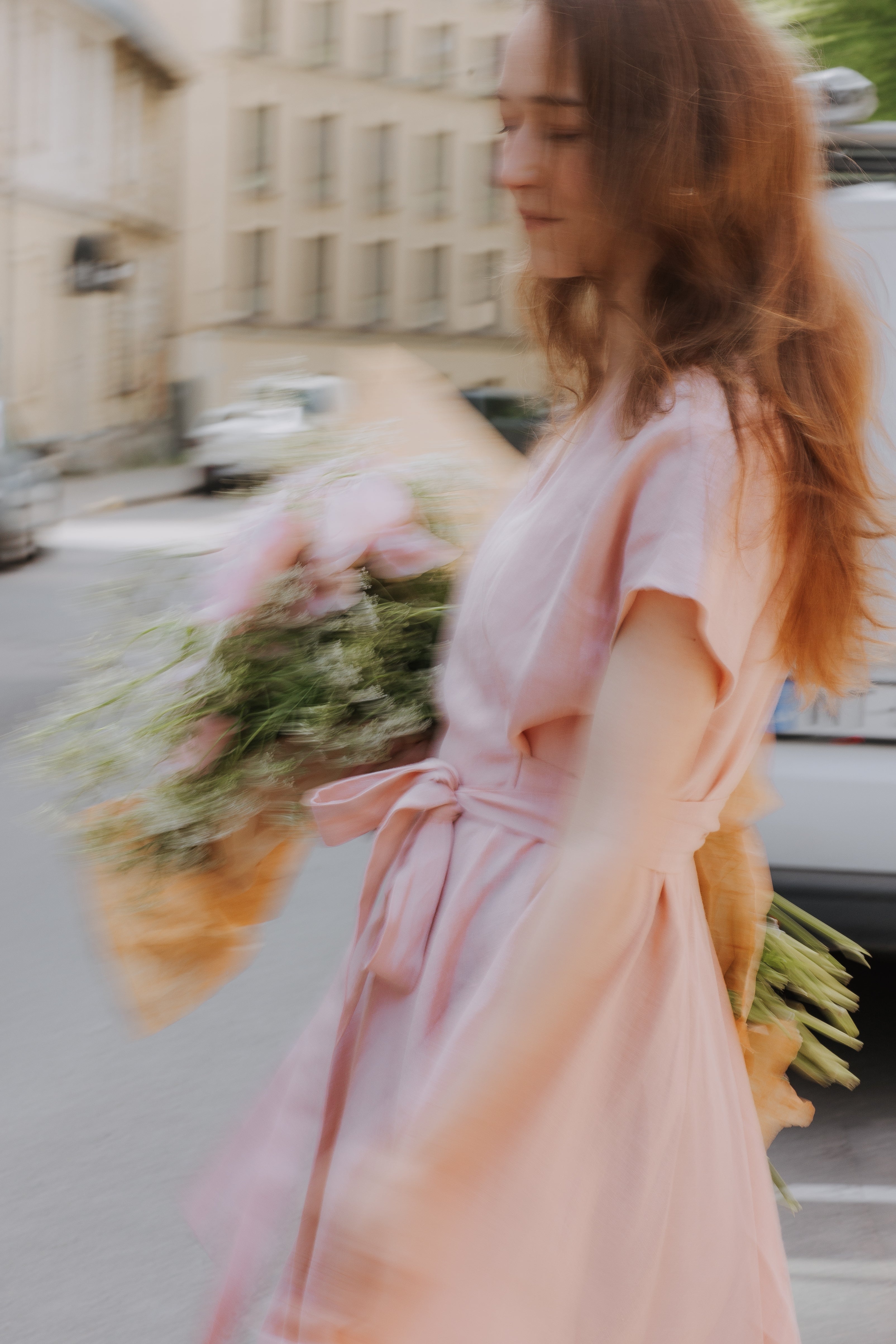 Linen boho wrapdress