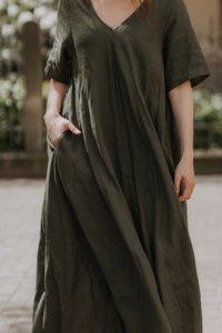 Boho lina kleita