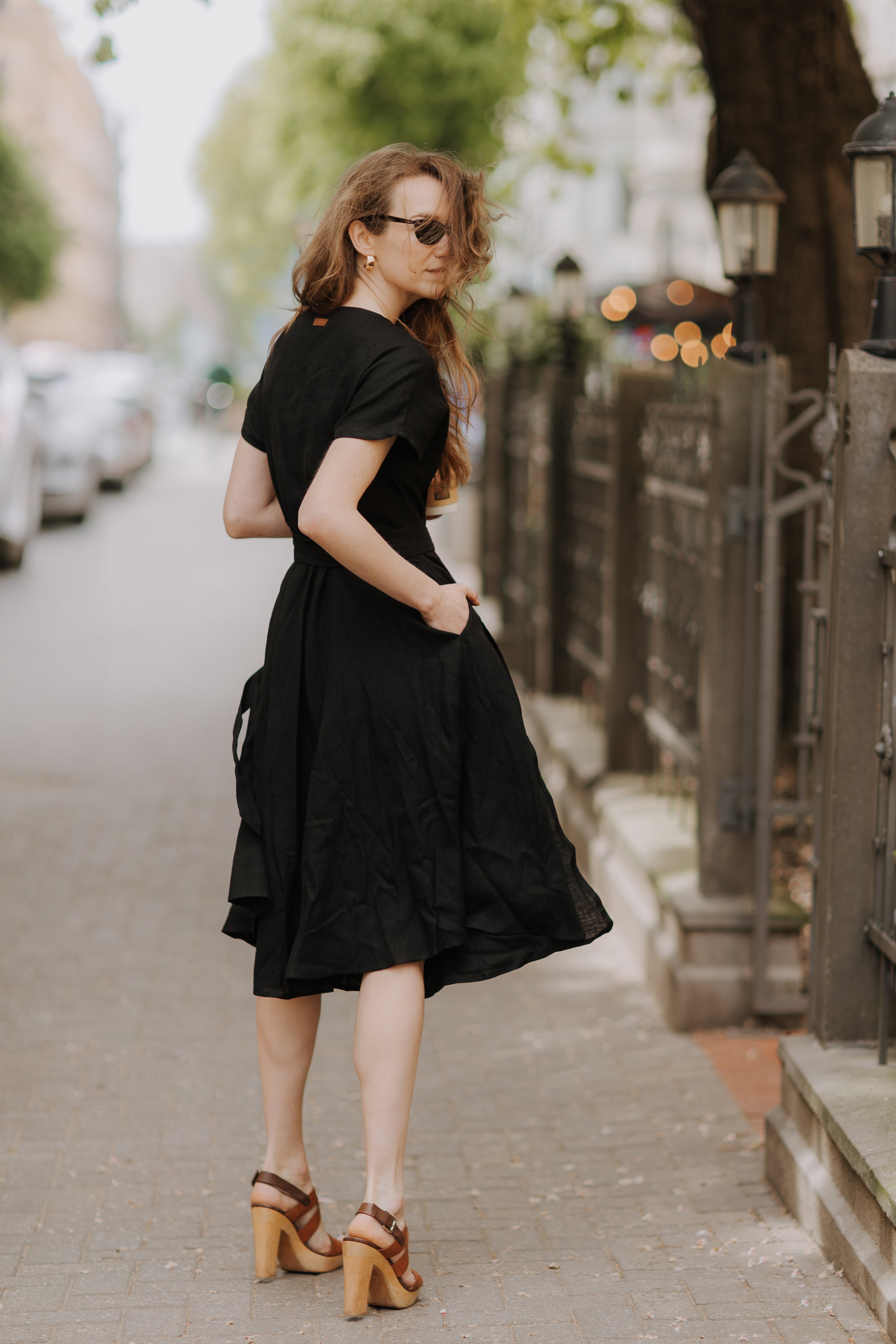 Linen boho wrapdress